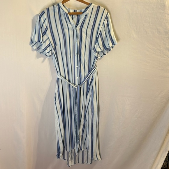 Women’s Jamie & Layla Blue Striped Shirt Dress Button Front Belted Size XL - Picture 2 of 7